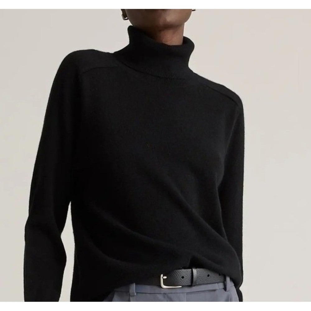 Quince Womens S NWT Mongolian Cashmere Turtleneck Sweater Black Quiet Lux